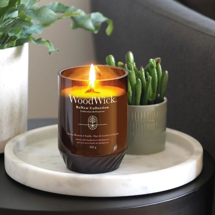 Woodwick Cherry Blossom & Vanilla Renew Large Candle 